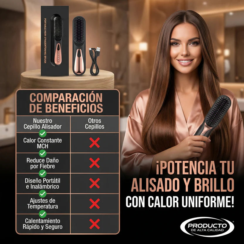 Cepillo alisador inalambrico portatil